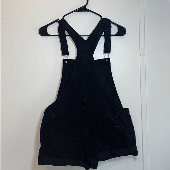 Black Jean Short Romper - Picture 2 of 3